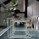 3 tables gigognes Max Sauze pour Isocèle – années 70 – métal blanc & verre