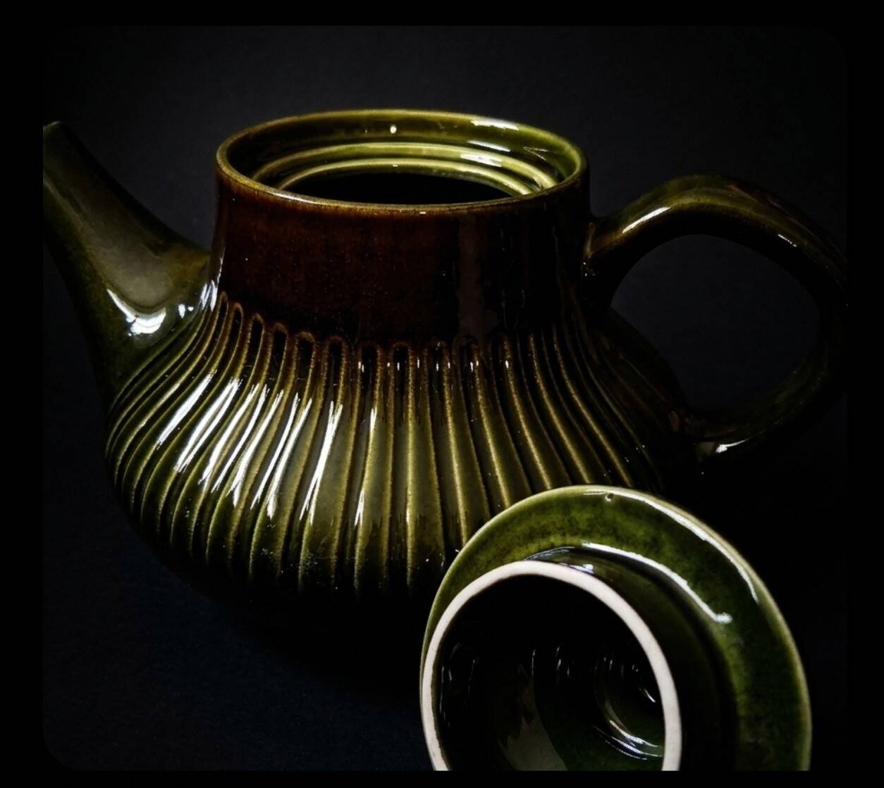 Service à thé en grès "Oliv" par Berit Ternell pour Gefle, Suède (1966)