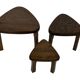 Set of 3 brutalist oak oval side or nesting tables minimalist design 1970s