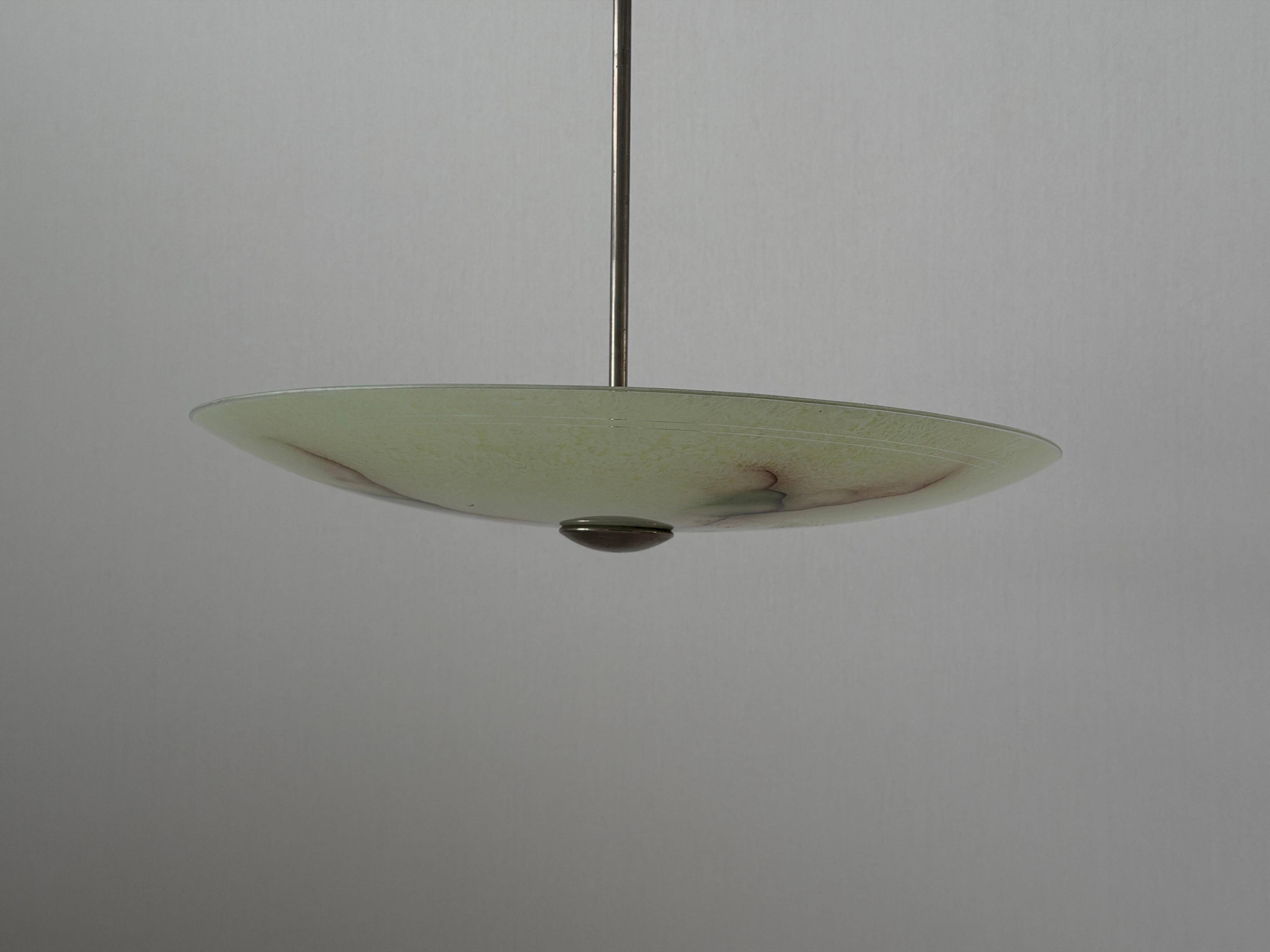 Art Deco ceiling light in green glass, 1940s, Germany
