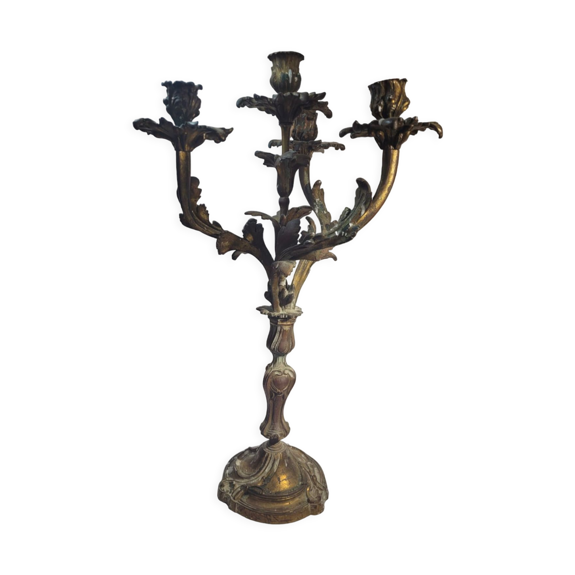 Candélabre en bronze doré