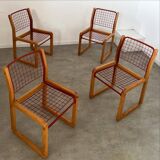Lot of 4 Knut and Marianne Hagberg designer chairs for Ikea 1982 vintage metal and wood