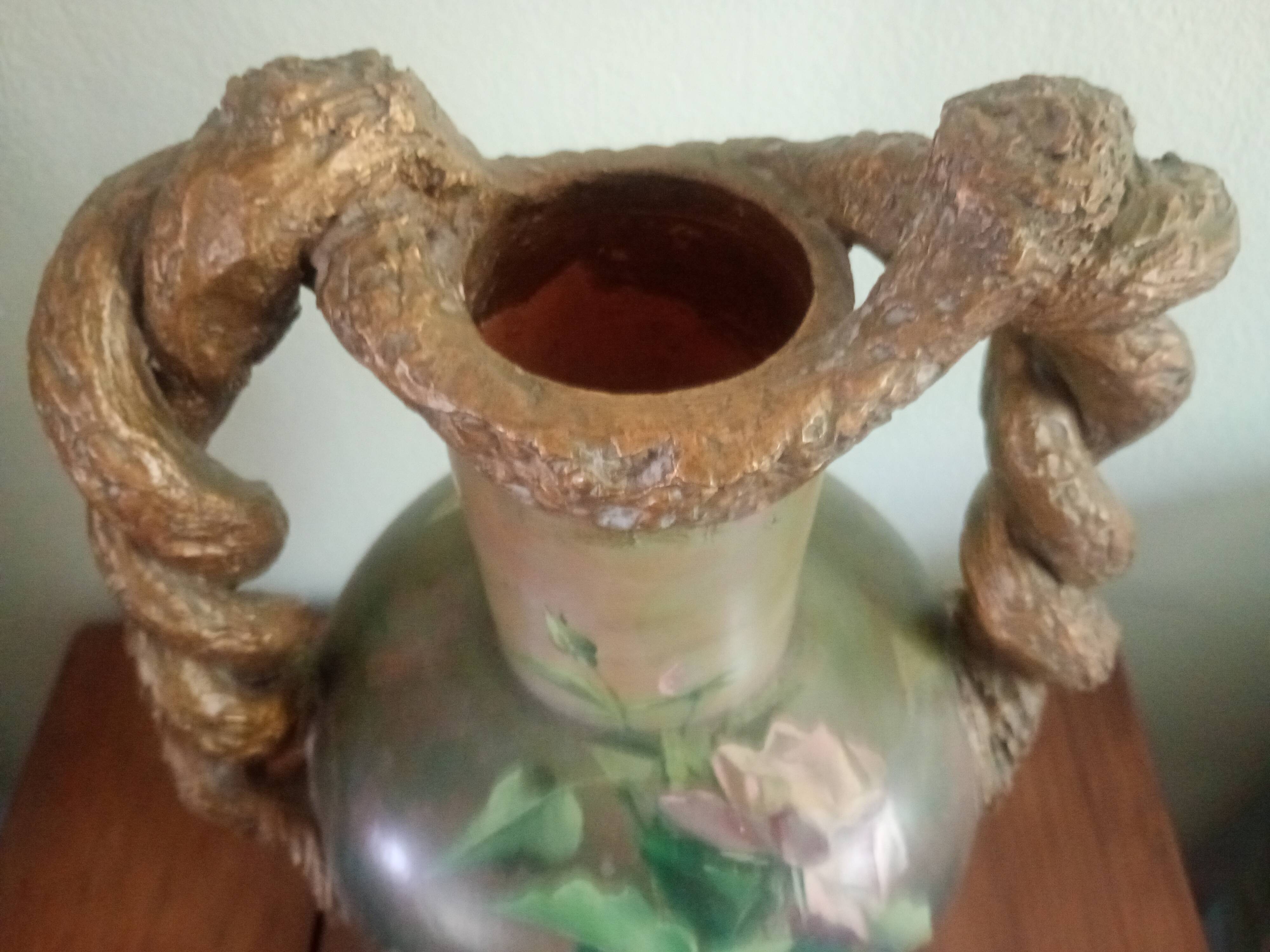 Double-handled vase with roses by Georges Weissenburger, École de Nancy.