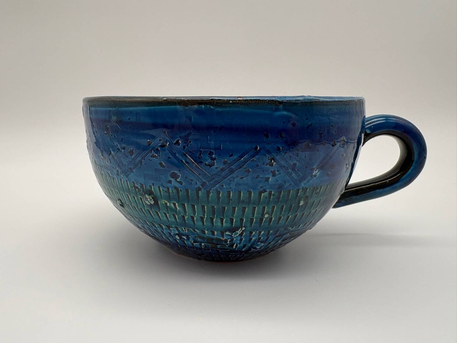 Tasse à thé café, Aldo Londi, Rimini blu, 1969, céramique bleu e vert