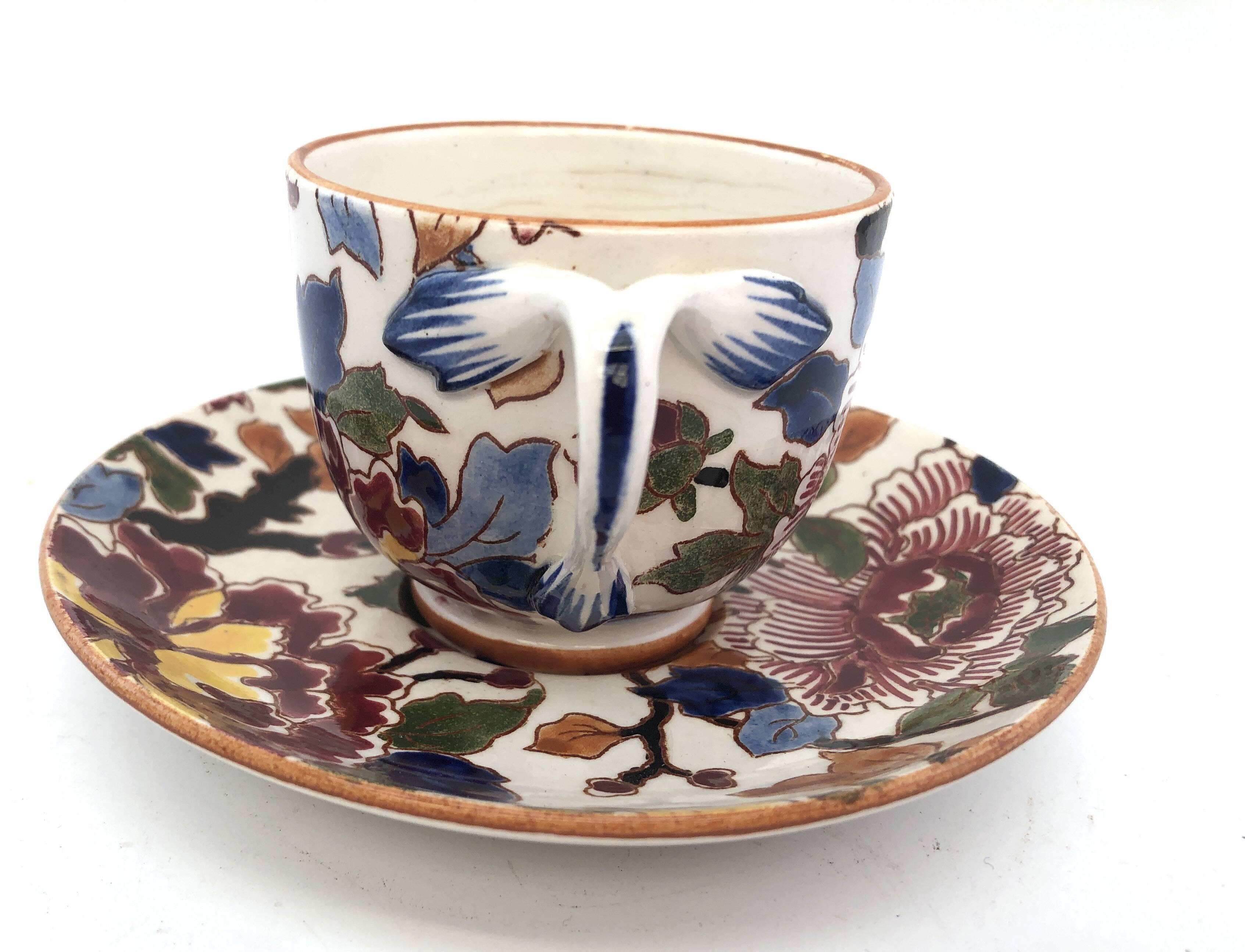 Gien peony coffee cup