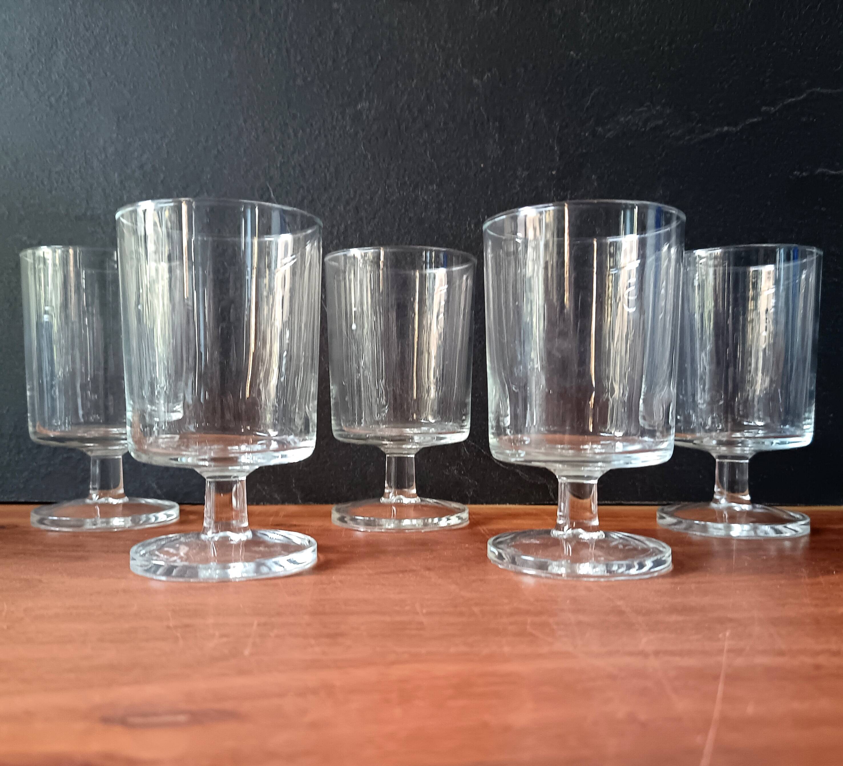 5 cavalier glasses 20 cl luminarc "sweden" model transparent vintage france
