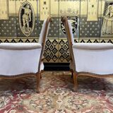 Paire de fauteuils - bergères de style Louis XV