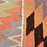 6x10 Green & Light Orange Tribal Large Kilim Area Rug, 176x301Cm