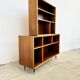 Asymmetrical mahogany bookshelf — 2 offset elements, custom-made, 1960s