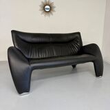 Old 2/3 seater lounge sofa designed by Jan Armgardt for Leolux in black leather