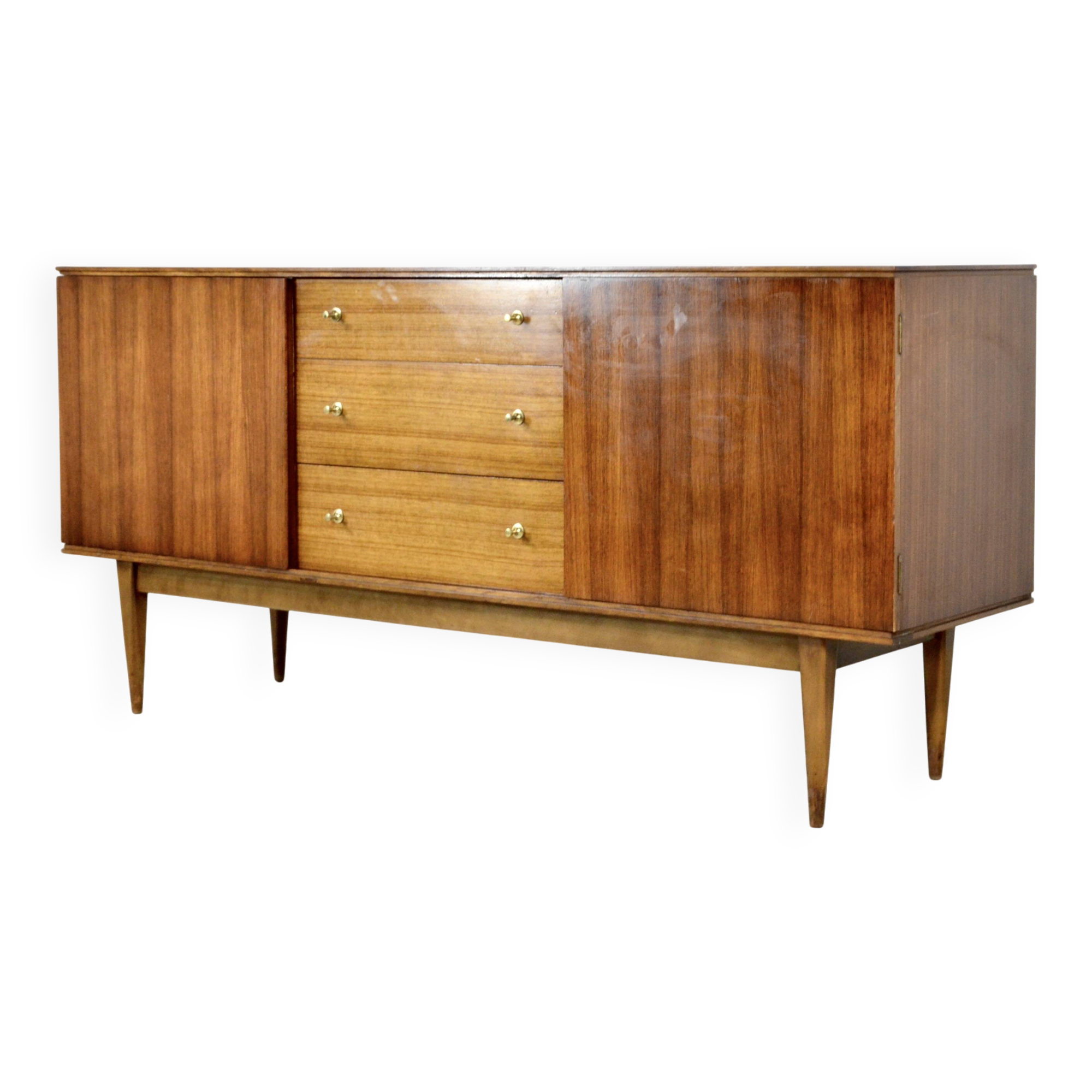 Midcentury 'wrighton' walnut and brass sideboard