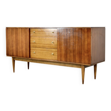 Buffet en noyer et laiton 'wrighton' des années 50