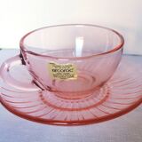 6 arcoroc pink glass coffee cups