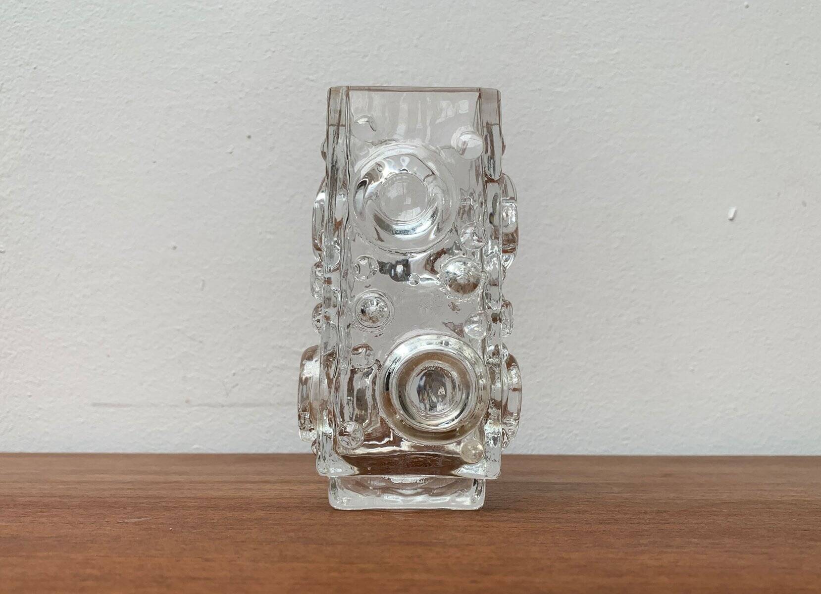 Brutalist Bubble Glass Vase by Josef Schott for Smalandshyttan, Mid-Century Swedish, 1960s