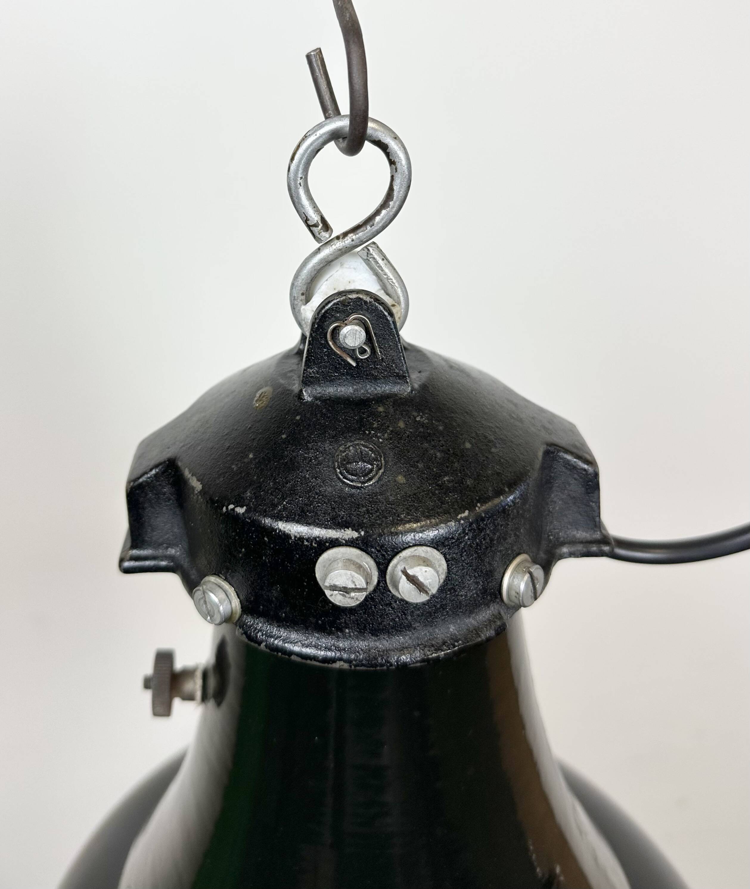 Industrial Black Enamel Bauhaus Pendant Lamp, 1930s