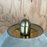 Lampe de table cuir vert daim et laiton, années 1970