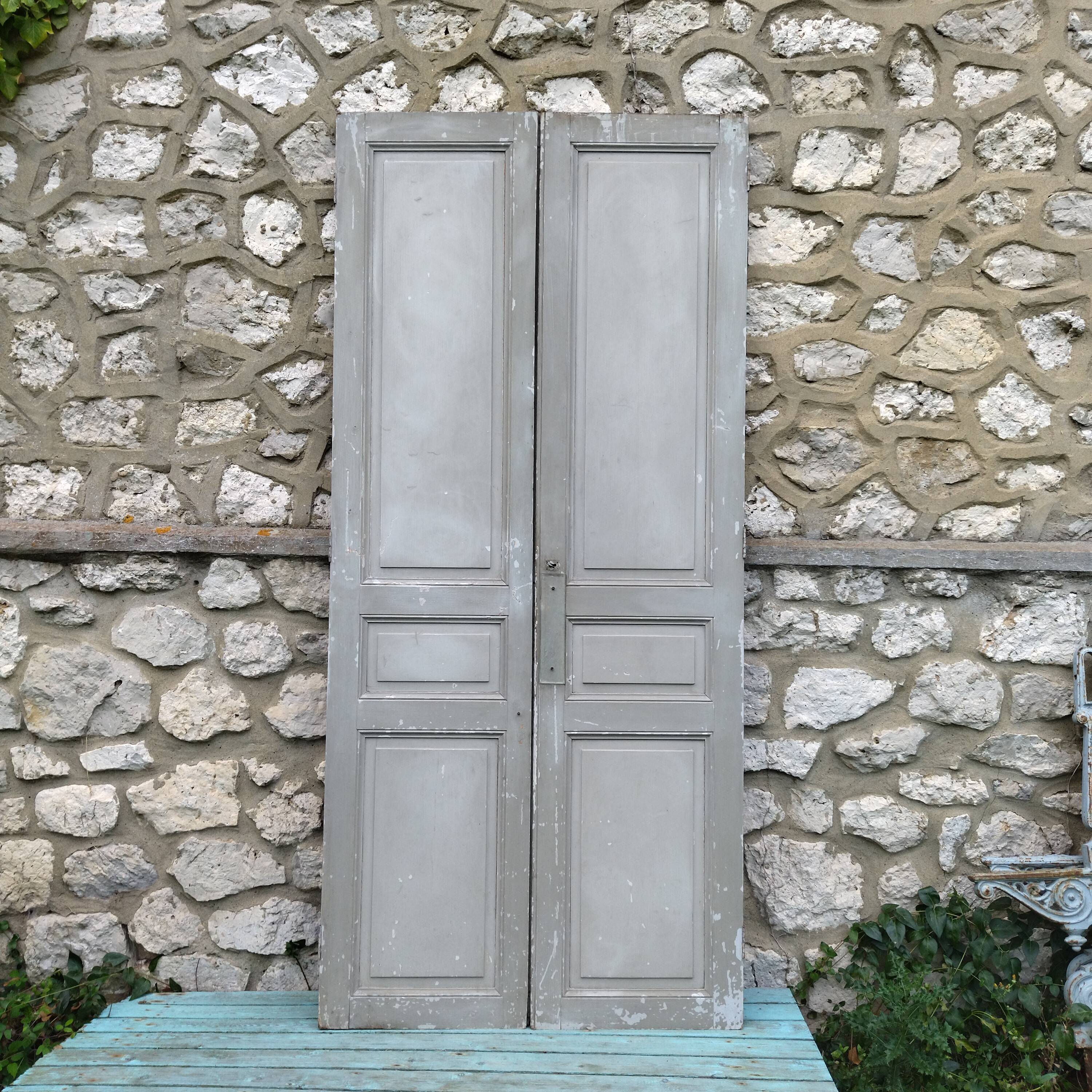 Pair of antique fir closet doors