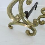 Asymmetrical art nouveau bronze chenets