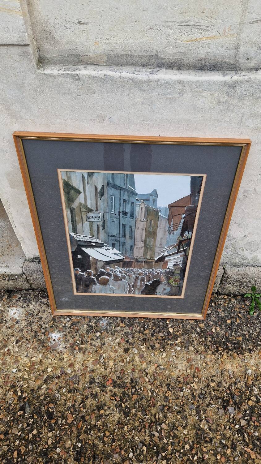 Ruelle animée aquarelle