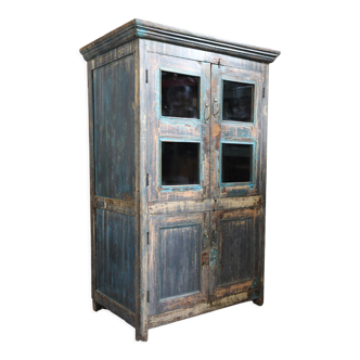 Meuble indien armoire vitrée, 4 portes 2 tablettes