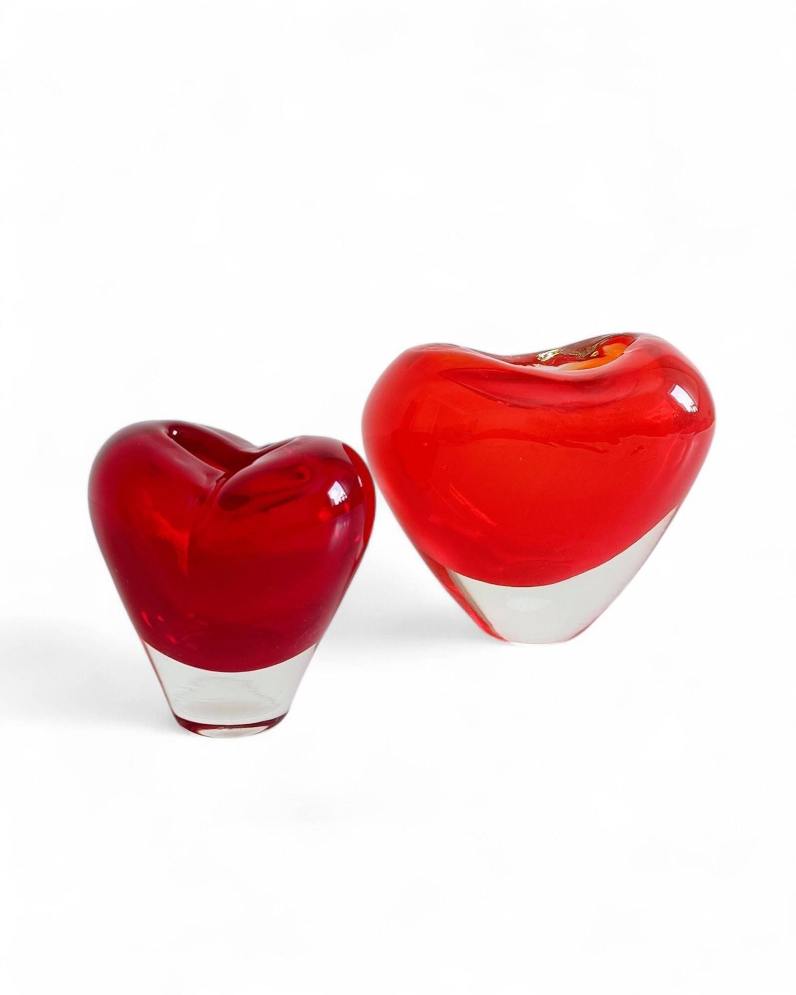Post-Modern Murano Glass Heart Vases by Maria Christina Hamel, 1990s