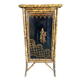 Bamboo buffet cabinet with Japanese lacquer decor