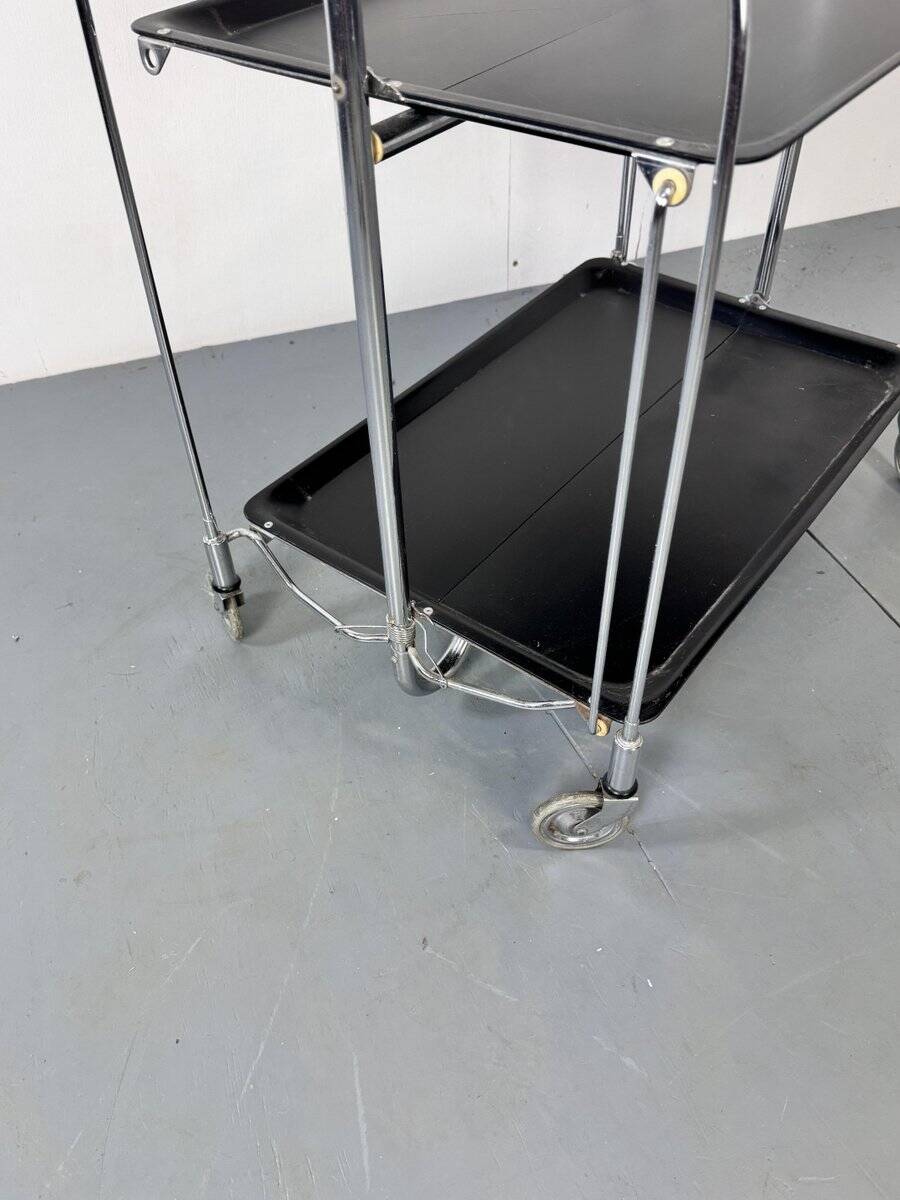 Mid-century Bauhaus Dinett foldable serving trolley from Bremshey Solingen, 1960s
