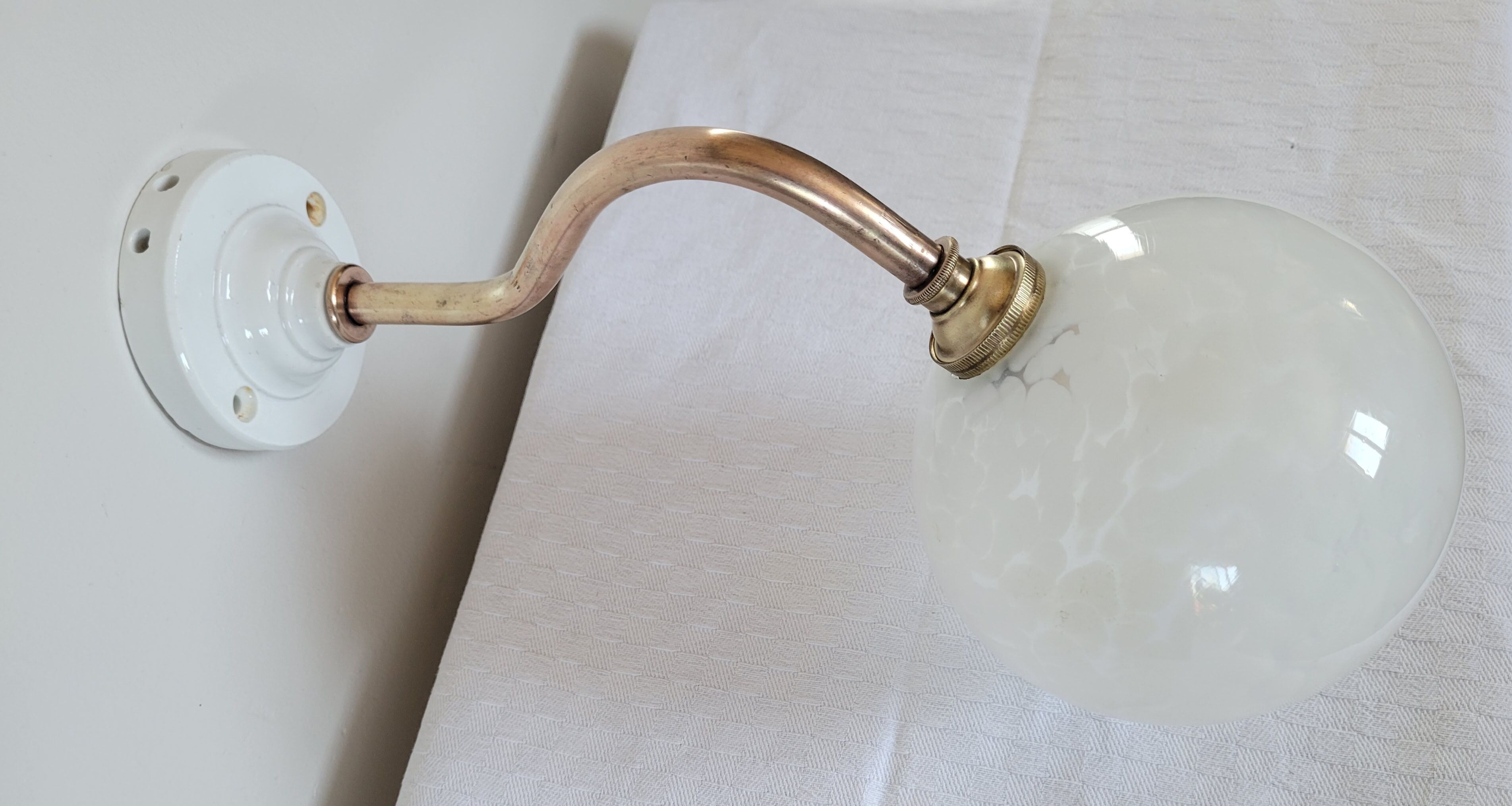 Brass and Clichy glass wall lamp