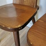 Vintage Tyrolean Wooden Dining Chairs - 1970s Farmhouse Style - Set of 4