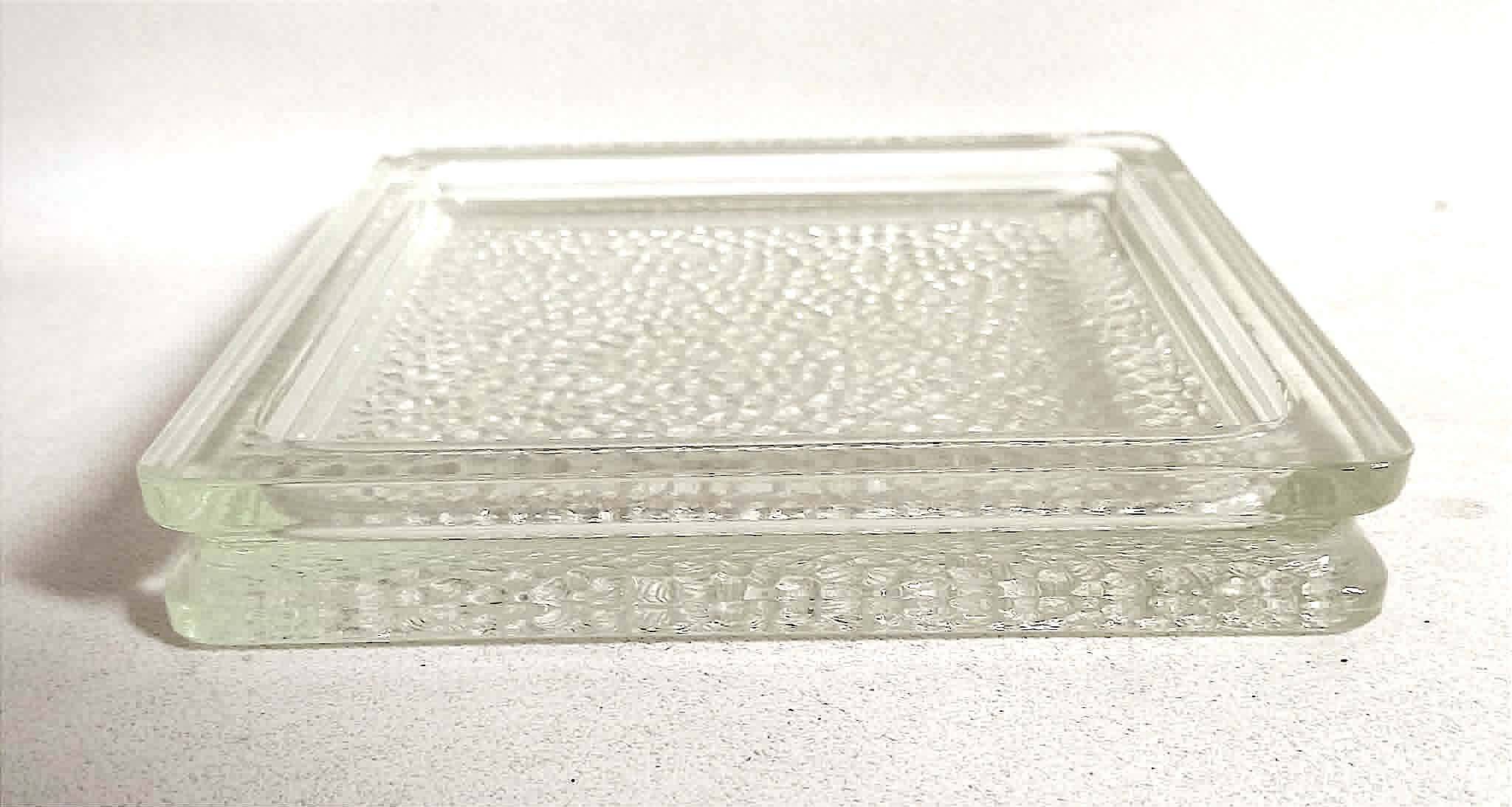 Nevada catch-all tray 1950s moulded glass Saint Gobain 20 x 20 cm