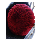 Coussin rond velours rouge foncé rosace tressé vintage