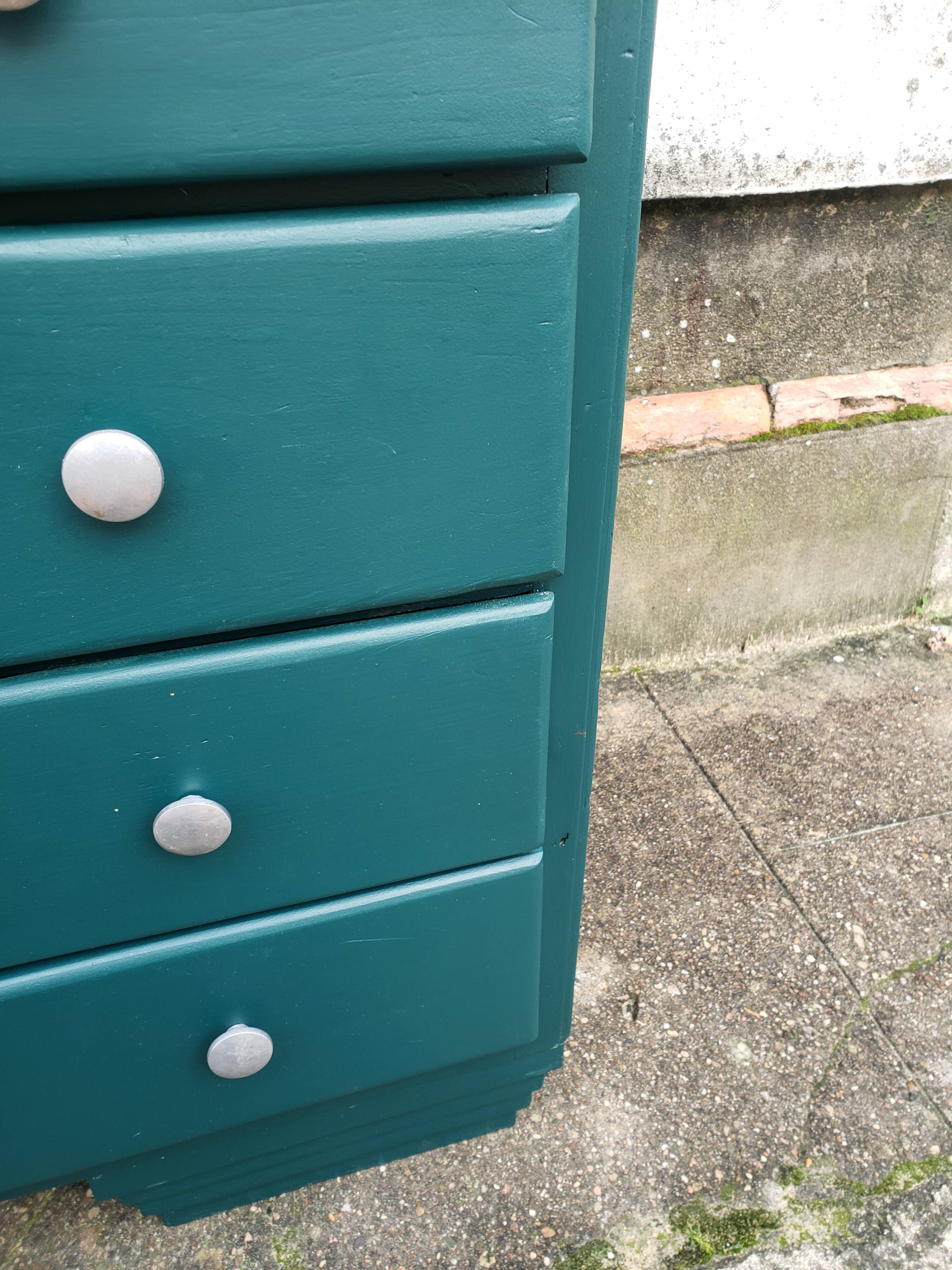 Deep turquoise and wood vintage dresser