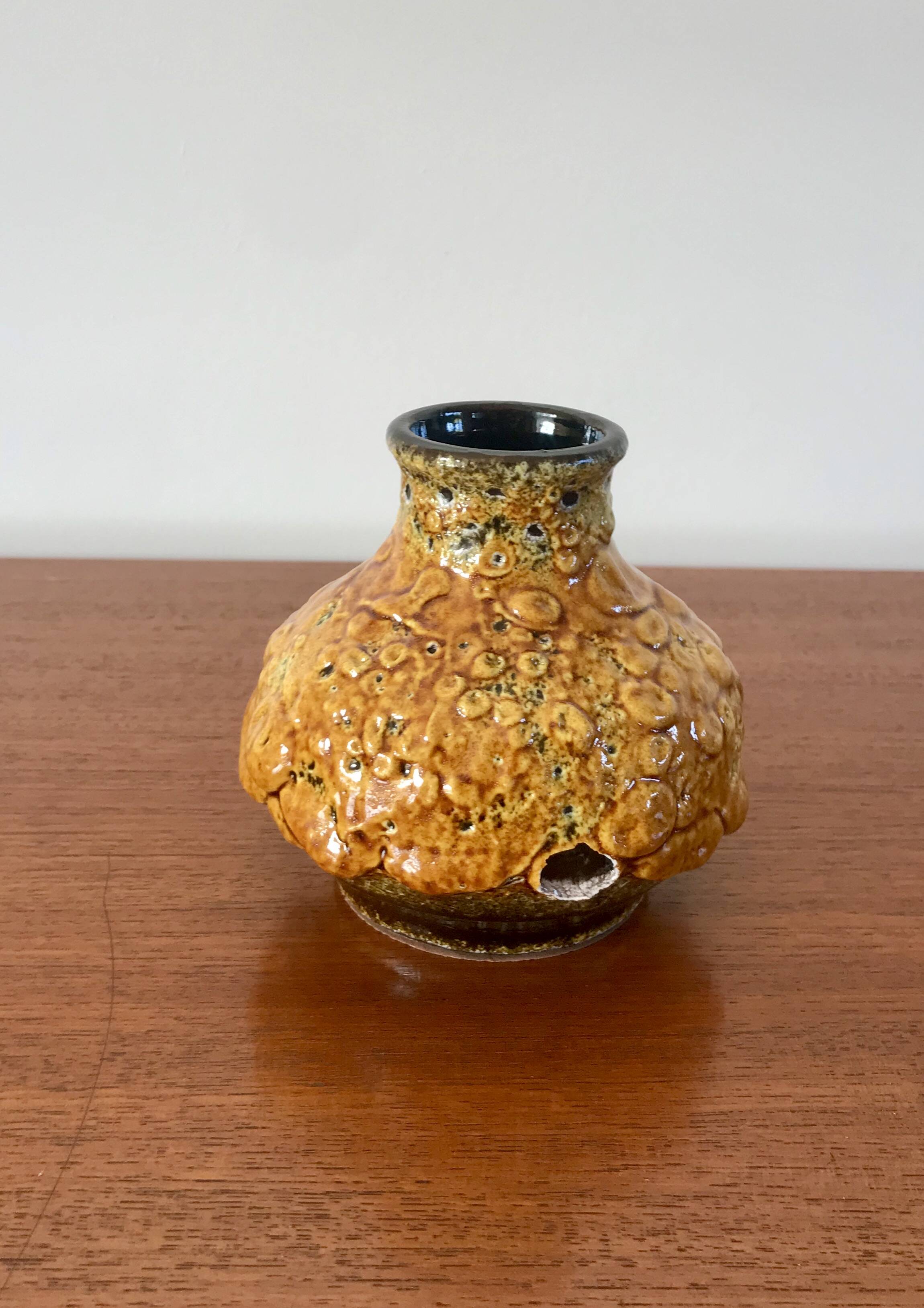 Fat Lava yellow ceramic vase from the 70s