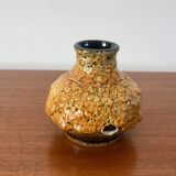 Vase en céramique jaune Fat Lava années 70