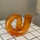 Vase soliflore minimaliste en verre soufflé orange rétro