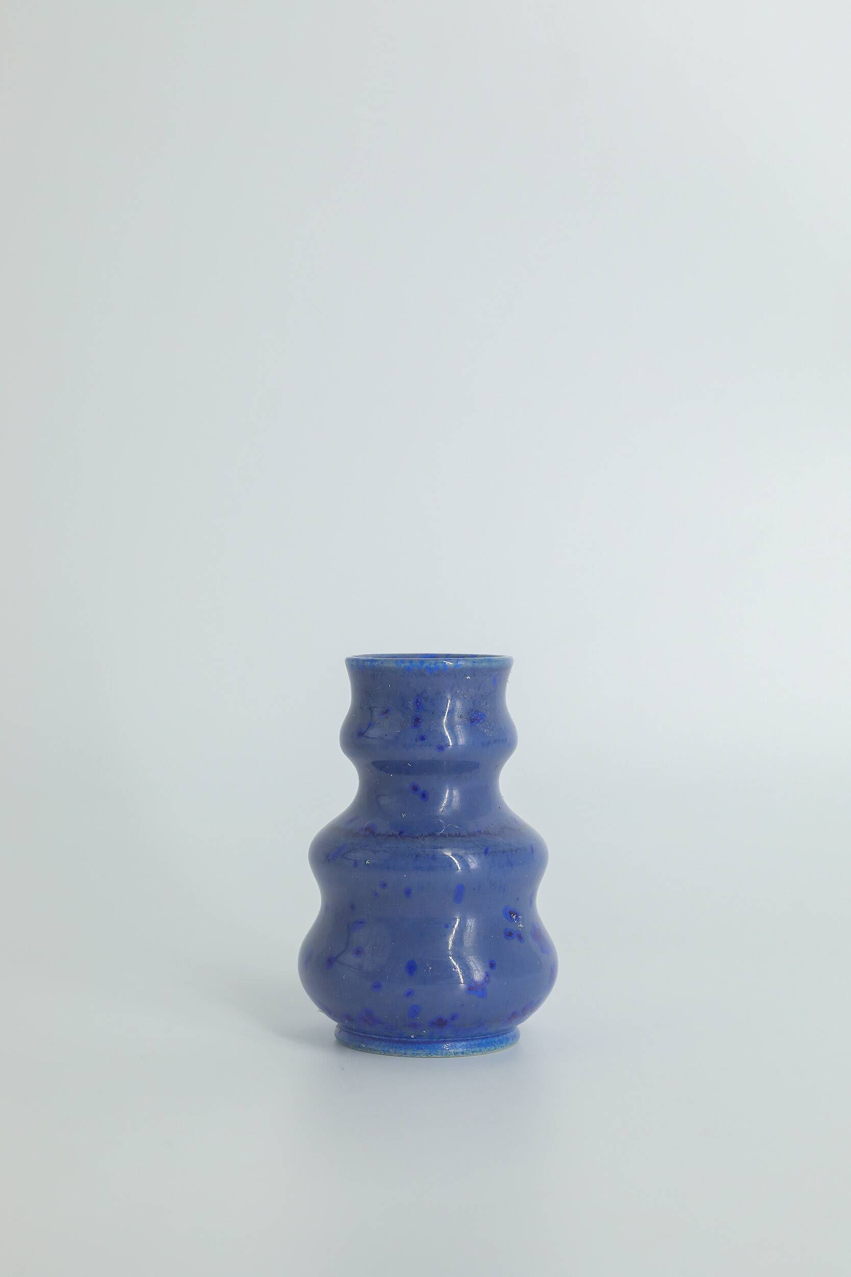 Small collection vases, mid-century modern Scandinavian, in glossy brown and blue stoneware, set of 3.