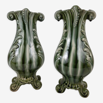 Pair of Art Nouveau vases in slip De Bruyn Onnaing