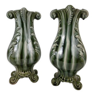 Pair of Art Nouveau vases in slip De Bruyn Onnaing