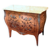 Commode sauteuse de Dame galbée style Louis XV en marquèterie