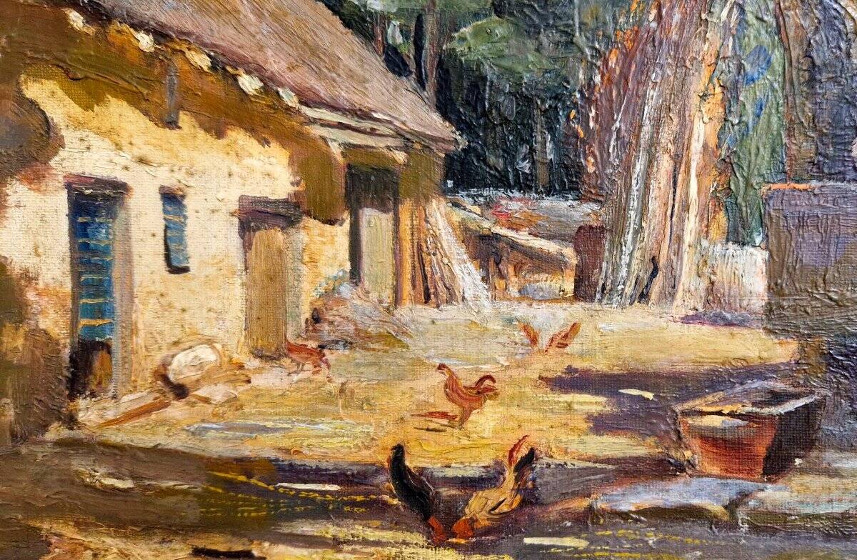 20th century sunny farmhouse painting