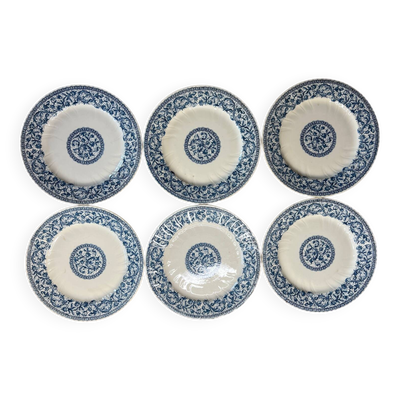 6 assiettes plates Gien guirlandes, 1937