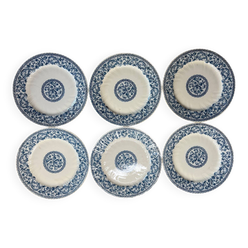 6 assiettes plates Gien guirlandes, 1937