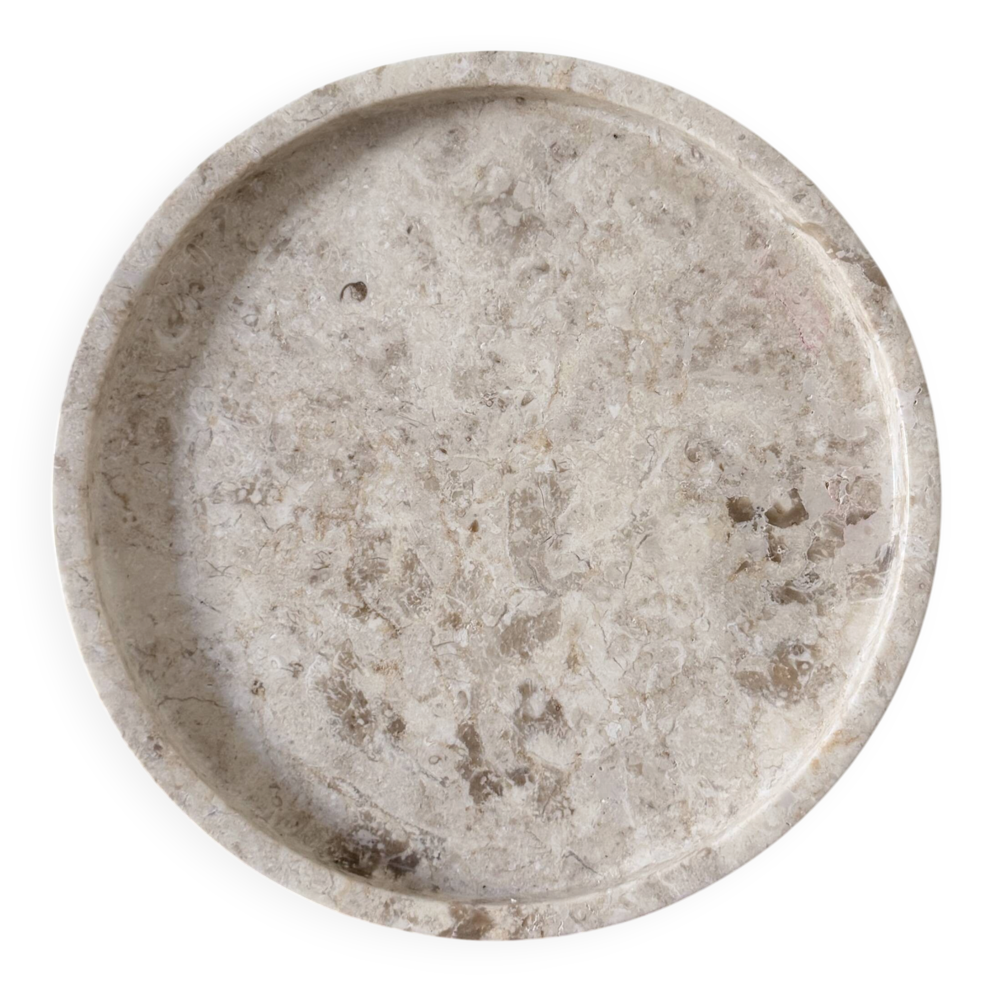 Small round tray in travertine