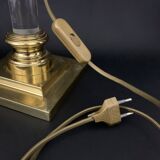 House the dolphin, lamp foot in plexiglass and gold metal design 1970