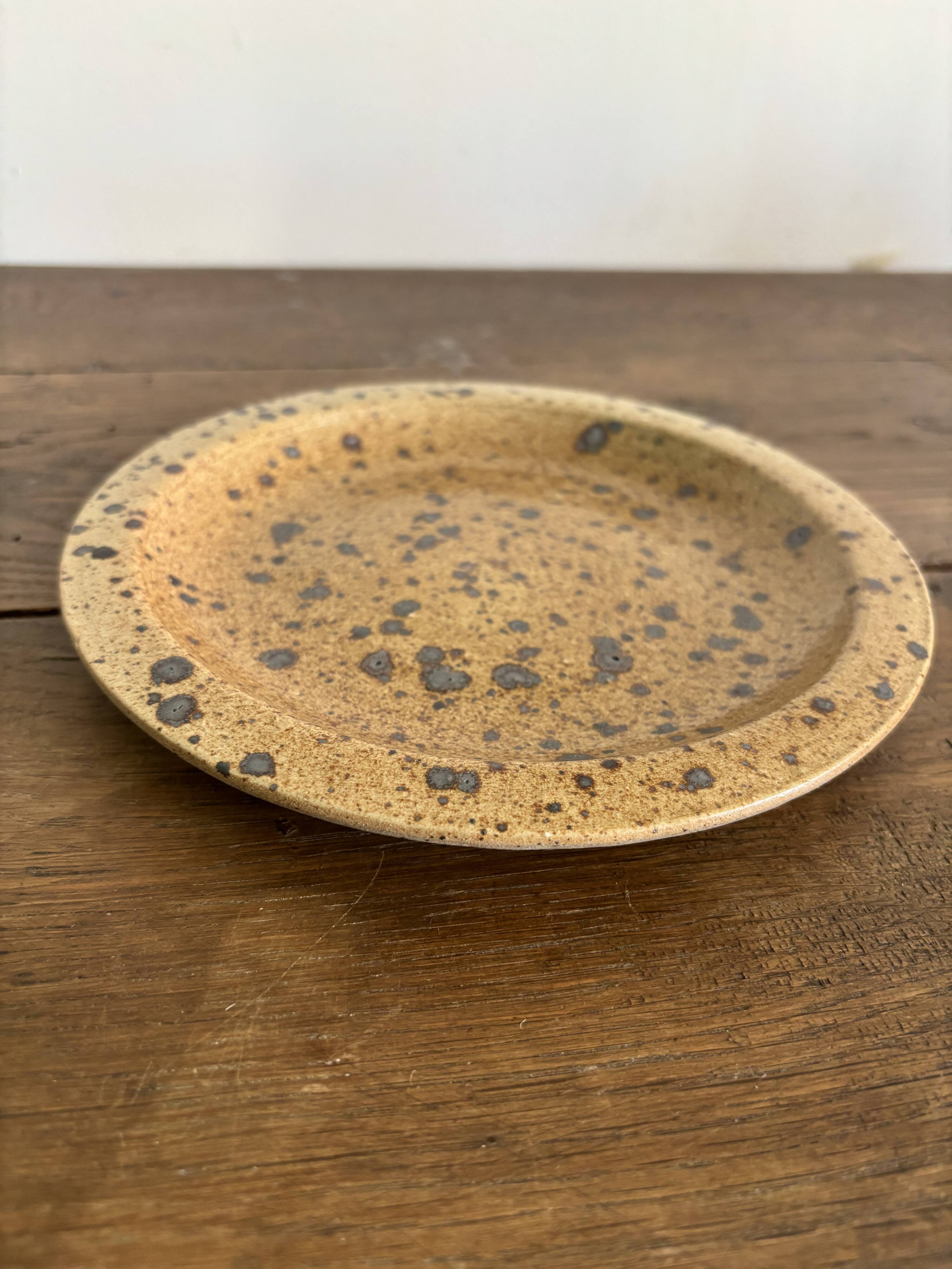 Vintage dessert plate in stoneware Origin Le Puisaye – 1970s