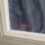 Portrait huile sur toile signé J. Adam 53