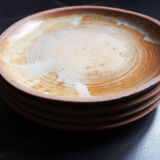 4 enamelled sandstone dessert plates