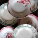 6 deep plates Marsac red Digoin Terre de fer green