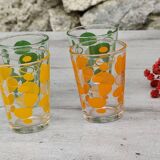 Set of vintage orange and green glasses