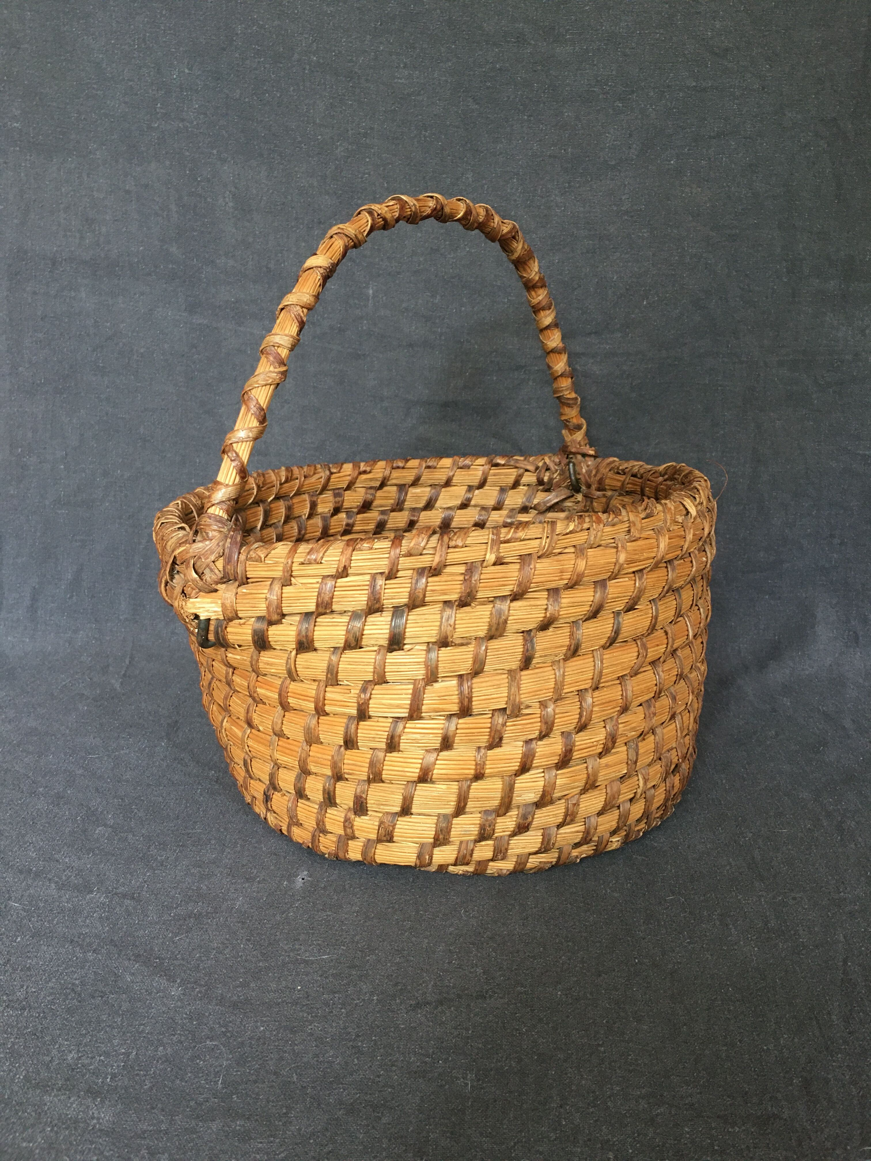Woven straw handle basket